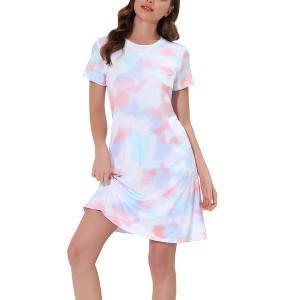 cheibear Women's Tank Crew Neck Soft Lounge Sleeping Pullover Pajama Dress Nightgown - 1 of 4