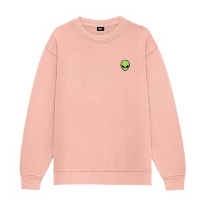 Dalix Alien Embroidery Relaxed Crewneck Sweatshirt Soft Fleece Fit Lounge Mens - 1 of 4