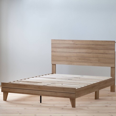 Sophia Shiplap Wood Panel Platform Bed, Maple Twin Platform Bed