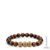 Steeltime Men's tiger eye beaded bracelet with 18k gold plated stainless steel beads - 3 of 4