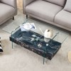FONTOI Two-Tier Coffee Table with Tempered Glass Legs&Anti - slip Pads, Side Table, Black&Transparent, 23.6"*16.7"*43.3" - 4 of 4