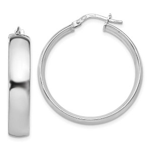 Black Bow Jewelry 6mm Polished Round Hoop Earrings in Sterling Silver, 30mm (1 1/18 in) - 1 of 4