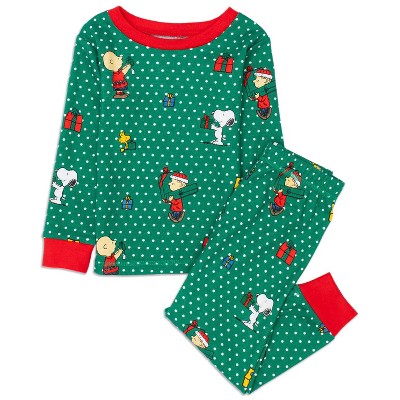 6M-18M Baby Snoopy Print Cotton Family Matching Pajamas Holiday 2-Piece Sets for Christmas with Woodstock Charlie Brown Linus - PEANUTS