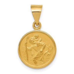 Black Bow Jewelry 18k Yellow Gold Small St. Christopher Medal Pendant, 13mm (1/2 Inch) - 1 of 4
