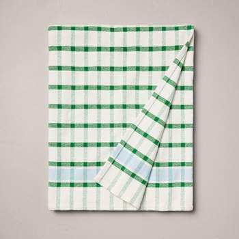 Checkered Plaid Woven Throw Blanket Cream/Light Blue/Green - Hearth & Hand™ with Magnolia