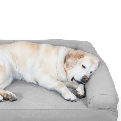Silver Gray Large Quilted Orthopedic Foam Dog Sofa Bed