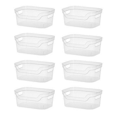 Sterilite 4.25 x 8 x 12.25 Inch Small Modern Storage Bin w/ Comfortable  Carry Through Handles & Banded Rim for Household Organization, Clear (16  Pack)