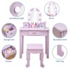 Kids' Vanity Set with Mirror and Light, Makeup Table and Stool for Girls, Vanity Table and Chair Set with Wood Makeup Playset for 4-9 Girls - 3 of 4