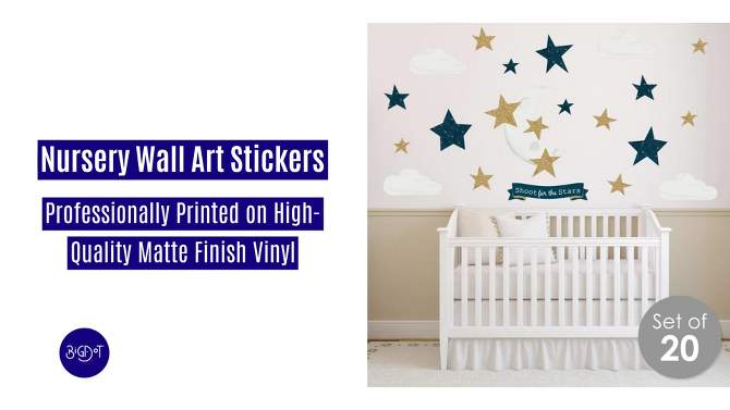 Big Dot of Happiness Twinkle Twinkle Little Star - Peel and Stick Nursery and Kids Room Vinyl Wall Art Stickers - Wall Decals - Set of 20, 2 of 10, play video