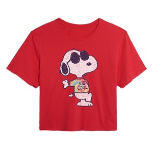 Women's - Peanuts - Joe Cool' Tie Dye Cropped Graphic T-Shirt - 1 of 4
