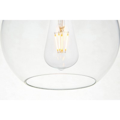 Baxter Contemporary Black Iron Frame Pendant with Clear Glass Shades