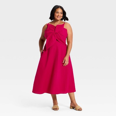 Женские платья A New Day Women's Constructed Flower Midi Dress - A New Day™ Dark Pink L — фото 3