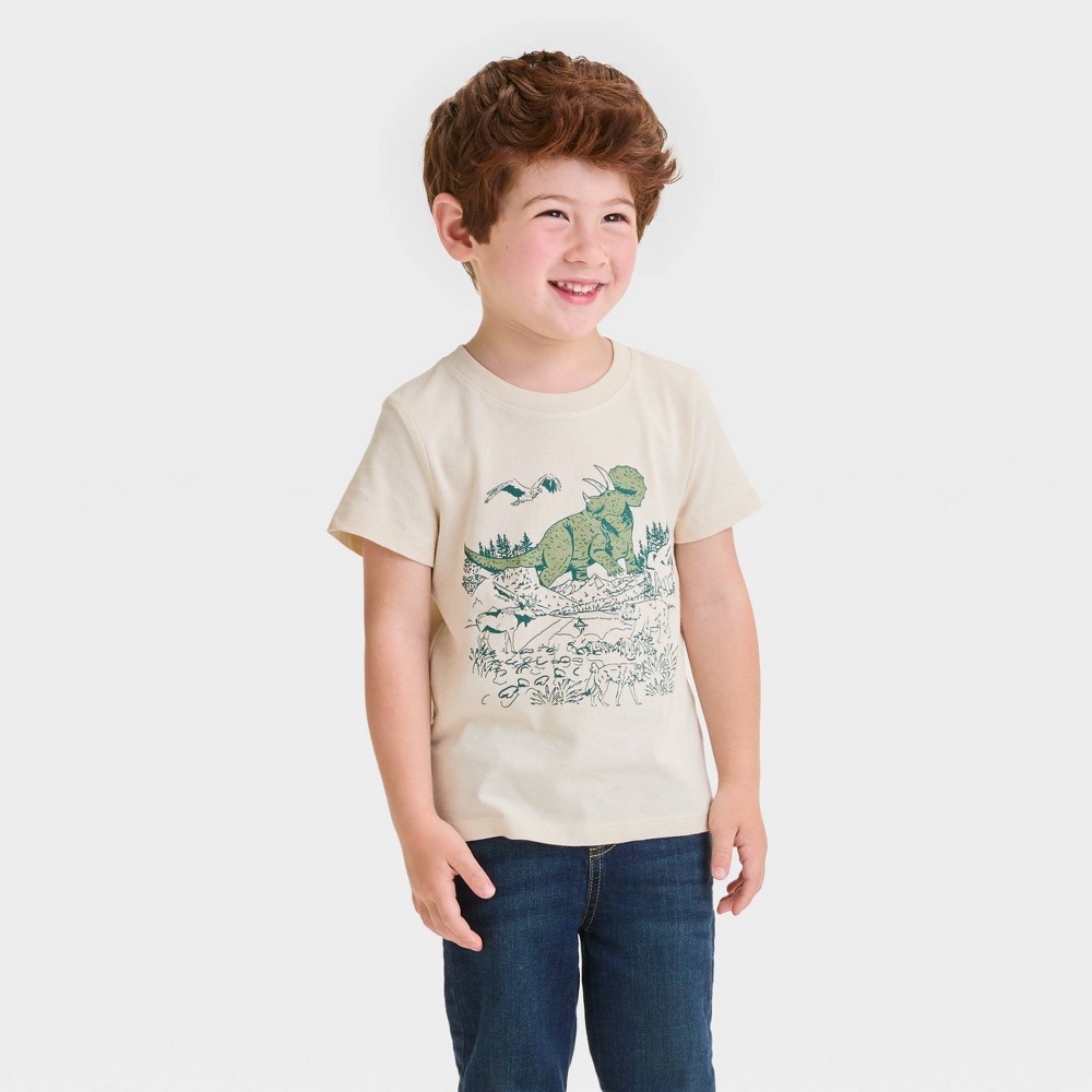 Toddler Boys' Short Sleeve Nature Graphic T-Shirt - Cat & Jack™ Cream 3T/12 Pack 