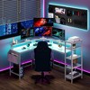 L Shaped Desk with Power Outlets & LED Lights, 62" Computer Desk with Full Monitor Stand - 2 of 4