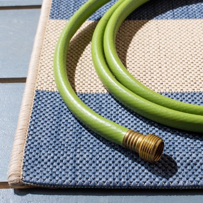 Blue Rectangular Stain-Resistant Synthetic Outdoor Rug