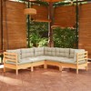 vidaXL 5-Piece Lounge Set Solid Pinewood with Cream Cushions - Versatile Patio and Garden Seating | Easy Assembly | 100% Polyester Cushions - 2 of 4