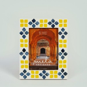 Mela Artisans Marigold Bone Mosaic Inlay Photo Frame 5x7 - 1 of 4