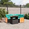 vidaXL 5 Piece Patio Sofa Set with Cushions Black Poly Rattan - 2 of 4