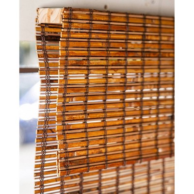 39" x 64" Beaver Brown Bamboo Cordless Roman Shade
