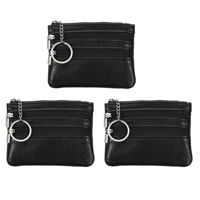 Unique Bargains PU Leather Durable Compact Lightweight Coin Purse Pouch 4.7" x 3.5" 3 Pcs
