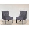 Velvet Armless Button Tufted Accent Chairs 2-Piece Set with Curved Back, Tapered Wooden Legs and High-Density Foam, Modern Sleek Design - 2 of 4