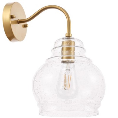 Brass and Clear Seeded Glass Wall Sconce