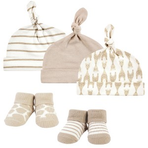 Hudson Baby Unisex Cap and Socks Set, Modern Giraffe, 0-9 Months - 1 of 4