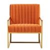 LeisureMod Velvet Accent Arm Chair with Gold Stainless Steel Legs - Montgomery Series for Living Room, Bedroom, Office - 3 of 4