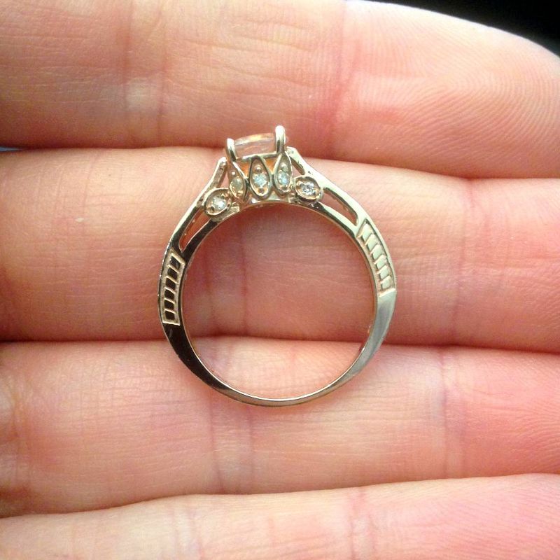 Pompeii3 1ct Morganite & Diamond Vintage Engagement Ring 14K Rose Gold, 4 of 6