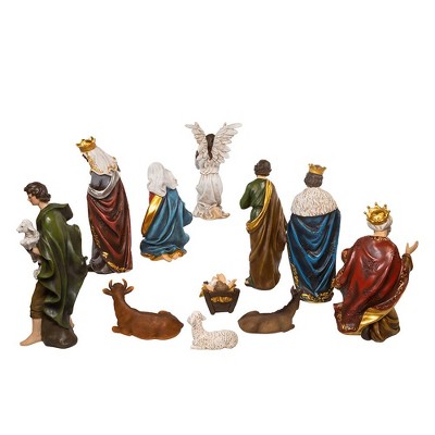 15-Inch Multicolor Resin Nativity Scene Set with 11 Pieces
