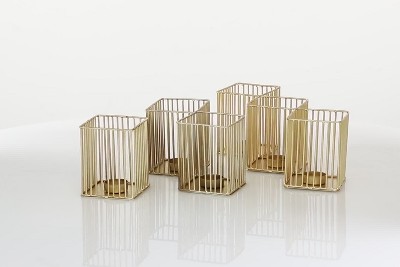 Elegant Trio Metallic Gold Iron Votive Candle Holders Set