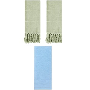 REGALWOVEN 3 Packs Striped and Tassels Hand Towels for Bathroom 14" x 30" - 1 of 4