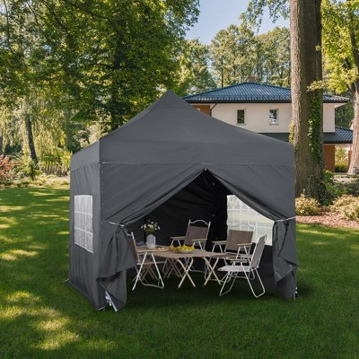 Aoodor 10' × 10' Commercial Instant Pop Up Canopy Tent, 3 Adjustable Heights,  Fully Waterproof Portable Gazebo Shelter, with Wheeled Bag