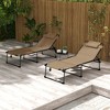 Resenkos 2 Piece Folding Chaise Lounge Pool Chairs With 5-level Reclining Back, Reading Hole, Side Pocket, Beige - 3 of 4