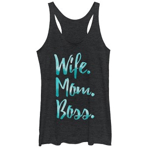 Women's CHIN UP Wife Mom Boss Racerback Tank Top - 1 of 3