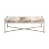 Contemporary Stainless Steel Rectangular Cowhide Bench - Olivia & May - 4 of 4