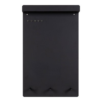 Black Metal Wall Organizer with Shelf and Hooks