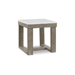 Signature Design by Ashley Loyaska Casual End Table with White Marble Top, Light Brown & White Marble - 1 of 4