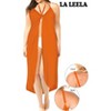 LA LEELA Women's Beachwear Swimsuit Summer Vacation Holiday Bikini Cover Up Spaghetti Strap Backless Swimwear - 4 of 4