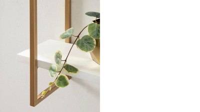 Elegant 32'' White and Gold Floating Wall Shelf with 3 Tiers