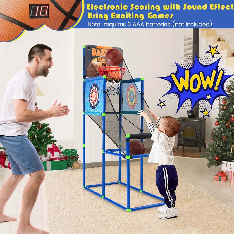 Costway 2-in-1 Kids Basketball Arcade & Sticky Balls Game w/Electronic Scoreboard Sound, 4 of 11