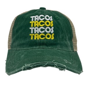 Tacos Tacos Tacos Hat Funny Retro Food Graphic Cap - Crazy Dog - 1 of 4