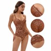 INSPIRE CHIC Women's V-Neck Tummy Control Body Suit Sleeveless Floral Lace Leotard Body Shapers - 3 of 4