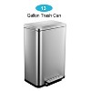 Stainless Steel 50 Liter/13 Gallon Trash Can, Fingerprint-Resistant Rectangular Kitchen Trash Can - 2 of 4