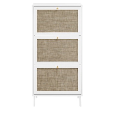 Vynxaria 3 Door Shoe Rack, Freestanding Modern Shoe Storage Cabinet, for Entryway