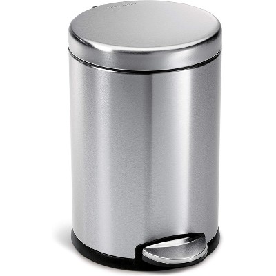 Paaaawaters 4.5 Liter / 1.2 Gallon Round Bathroom Step Trash Can, Brushed Stainless Steel