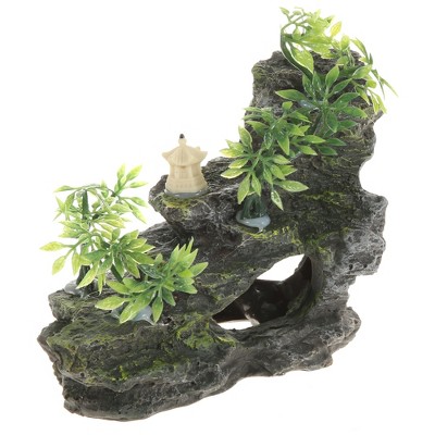 Unique Bargains Aquarium Terrariums Mountain for Fish Tank Landscape Decoration Green Gray 3.94" 1pcs