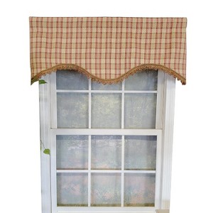 RLF Home Dotted Squares Cornice 3" Rod Pocket Lining Luxurious and Elegant Window Treatment Valance 50" x 17" Peach - 1 of 4