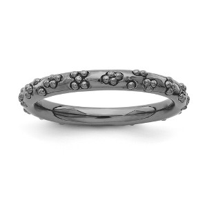 Black Bow Jewelry 2.5mm Black Plated Sterling Silver Stackable Textured Band - 1 of 4