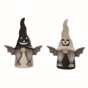 Transpac Ceramic Multicolor Halloween Bat Wing Gnome Set of 2 - 1 of 2